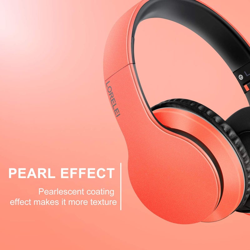 LORELEI X6 Over-Ear Headphones with Microphone, Lightweight Foldable & Portable Stereo Bass Headphones with 1.45M No-Tangle,Wired Headphones for Smartphone Tablet MP3 / 4 (Vitality Orange) - Image 2